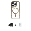 MARSİLYAN™- iPhone 15 Pro Kılıf Yadigar Klasik Özel Seri - Siyah Bilvis 0.18mm Plus Cam Ekran Koruyucu + Raze Metal Kamera Lens - TMGI