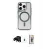 MARSİLYAN™- iPhone 15 Pro Kılıf Yadigar Klasik Özel Seri - Siyah Bilvis 3D Cam Ekran Koruyucu + Raze Metal Kamera Lens - SH