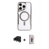 MARSİLYAN™- iPhone 15 Pro Kılıf Yadigar Klasik Özel Seri - Siyah Bilvis 3D Cam Ekran Koruyucu + Raze Metal Kamera Lens - SH