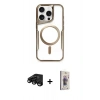 MARSİLYAN™- iPhone 15 Pro Kılıf Yadigar Klasik Özel Seri - Siyah Bilvis 3D Cam Ekran Koruyucu + Raze Metal Kamera Lens - SH