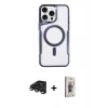 MARSİLYAN™- iPhone 15 Pro Kılıf Yadigar Klasik Özel Seri - Siyah Bilvis 3D Cam Ekran Koruyucu + Raze Metal Kamera Lens - TMGI