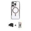 MARSİLYAN™- iPhone 15 Pro Kılıf Yadigar Klasik Özel Seri - Siyah Bilvis 3D Cam Ekran Koruyucu + Raze Metal Kamera Lens - TMGI