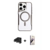 MARSİLYAN™- iPhone 15 Pro Kılıf Yadigar Klasik Özel Seri - Siyah Bilvis 3D Mat Cam Ekran Koruyucu + Raze Metal Kamera Lens - TMGI