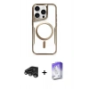 MARSİLYAN™- iPhone 15 Pro Kılıf Yadigar Klasik Özel Seri - Siyah Bilvis 5in1 3D Magic Cam Ekran Koruyucu + Raze Metal Kamera Lens - TMGI