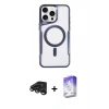 MARSİLYAN™- iPhone 15 Pro Kılıf Yadigar Klasik Özel Seri - Siyah Bilvis 5in1 3D Magic Cam Ekran Koruyucu + Raze Metal Kamera Lens - TMGI