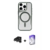 MARSİLYAN™- iPhone 15 Pro Kılıf Yadigar Klasik Özel Seri - Siyah Bilvis 5in1 3D Magic Cam Ekran Koruyucu + Raze Metal Kamera Lens - GS