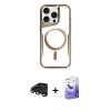 MARSİLYAN™- iPhone 15 Pro Kılıf Yadigar Klasik Özel Seri - Siyah Bilvis 5in1 5D Magic Hayalet Cam Ekran Koruyucu + Raze Metal Kamera Lens - TMGI