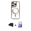 MARSİLYAN™- iPhone 15 Pro Kılıf Yadigar Klasik Özel Seri - Siyah Bilvis 5in1 5D Magic Hayalet Cam Ekran Koruyucu + Raze Metal Kamera Lens - SH
