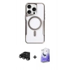 MARSİLYAN™- iPhone 15 Pro Kılıf Yadigar Klasik Özel Seri - Siyah Bilvis 5in1 5D Magic Hayalet Cam Ekran Koruyucu + Raze Metal Kamera Lens - SH