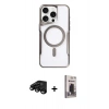 MARSİLYAN™- iPhone 15 Pro Kılıf Yadigar Klasik Özel Seri - Siyah Bilvis Hayalet Cam Ekran Koruyucu + Raze Metal Kamera Lens - SH