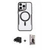 MARSİLYAN™- iPhone 15 Pro Kılıf Yadigar Klasik Özel Seri - Siyah Bilvis Hayalet Cam Ekran Koruyucu + Raze Metal Kamera Lens - SH