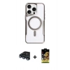 MARSİLYAN™- iPhone 15 Pro Kılıf Yadigar Klasik Özel Seri - Siyah Buffer Cam Ekran Koruyucu + Raze Metal Kamera Lens - LT