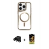 MARSİLYAN™- iPhone 15 Pro Kılıf Yadigar Klasik Özel Seri - Siyah Buffer Cam Ekran Koruyucu + Siyah Raze Metal Kamera Lens