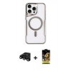 MARSİLYAN™- iPhone 15 Pro Kılıf Yadigar Klasik Özel Seri - Siyah Buffer Cam Ekran Koruyucu + Siyah Raze Metal Kamera Lens