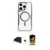 MARSİLYAN™- iPhone 15 Pro Kılıf Yadigar Klasik Özel Seri - Siyah Buffer Cam Ekran Koruyucu + Siyah Raze Metal Kamera Lens