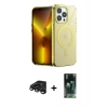 MARSİLYAN™- iPhone 15 Pro Kılıf Yankı Çizgi - Siyah 360 Mat Full Body Arka Koruyucu + Raze Metal Kamera Lens - TMGI