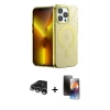 MARSİLYAN™- iPhone 15 Pro Kılıf Yankı Çizgi - Siyah 3D Antistatik Mat Seramik Nano Ekran Koruyucu + Raze Metal Kamera Lens - GS