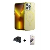 MARSİLYAN™- iPhone 15 Pro Kılıf Yankı Çizgi - Siyah Bilvis 3D Mat Cam Ekran Koruyucu + Raze Metal Kamera Lens - LT