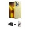 MARSİLYAN™- iPhone 15 Pro Kılıf Yankı Çizgi - Siyah Bilvis 3D Mat Cam Ekran Koruyucu + Raze Metal Kamera Lens - TMGI