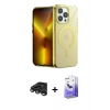 MARSİLYAN™- iPhone 15 Pro Kılıf Yankı Çizgi - Siyah Bilvis 5in1 5D Magic Hayalet Cam Ekran Koruyucu + Raze Metal Kamera Lens - TMGI