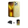 MARSİLYAN™- iPhone 15 Pro Kılıf Yankı Çizgi - Siyah Buffer Cam Ekran Koruyucu + Raze Metal Kamera Lens - LT