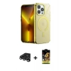 MARSİLYAN™- iPhone 15 Pro Kılıf Yankı Çizgi - Siyah Buffer Cam Ekran Koruyucu + Raze Metal Kamera Lens - TMGI