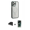 MARSİLYAN™- iPhone 15 Pro Kılıf Yankı Işık Özel Seri - Şeffaf 360 Full Body Arka Koruyucu + Raze Metal Kamera Lens - GS