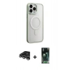 MARSİLYAN™- iPhone 15 Pro Kılıf Yankı Işık Özel Seri - Şeffaf 360 Full Body Arka Koruyucu + Raze Metal Kamera Lens - GS