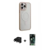 MARSİLYAN™- iPhone 15 Pro Kılıf Yankı Işık Özel Seri - Şeffaf 360 Full Body Arka Koruyucu + Raze Metal Kamera Lens - SH