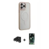 MARSİLYAN™- iPhone 15 Pro Kılıf Yankı Işık Özel Seri - Şeffaf 360 Full Body Arka Koruyucu + Raze Metal Kamera Lens - TMGI