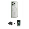 MARSİLYAN™- iPhone 15 Pro Kılıf Yankı Işık Özel Seri - Şeffaf 360 Full Body Arka Koruyucu + Raze Metal Kamera Lens - TMGI