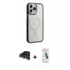 MARSİLYAN™- iPhone 15 Pro Kılıf Yankı Işık Özel Seri - Şeffaf Pasifik Cam Ekran Koruyucu + Raze Metal Kamera Lens - GS