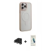MARSİLYAN™- iPhone 15 Pro Kılıf Yankı Işık Özel Seri - Şeffaf Pasifik Cam Ekran Koruyucu + Raze Metal Kamera Lens - TMGI