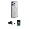 MARSİLYAN™- iPhone 15 Pro Kılıf Yankı Işık Özel Seri - Siyah 360 Mat Full Body Arka Koruyucu + Raze Metal Kamera Lens - LT