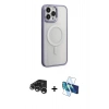 MARSİLYAN™- iPhone 15 Pro Kılıf Yankı Işık Özel Seri - Siyah 3D Antistatik Cam Ekran Koruyucu + Raze Metal Kamera Lens - GS