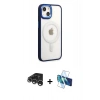 MARSİLYAN™- iPhone 15 Pro Kılıf Yankı Işık Özel Seri - Siyah 3D Antistatik Cam Ekran Koruyucu + Raze Metal Kamera Lens - GS