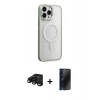 MARSİLYAN™- iPhone 15 Pro Kılıf Yankı Işık Özel Seri - Siyah 3D Antistatik Hayalet Cam Ekran Koruyucu + Raze Metal Kamera Lens - SH
