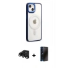 MARSİLYAN™- iPhone 15 Pro Kılıf Yankı Işık Özel Seri - Siyah 3D Antistatik Hayalet Cam Ekran Koruyucu + Raze Metal Kamera Lens - SH