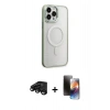 MARSİLYAN™- iPhone 15 Pro Kılıf Yankı Işık Özel Seri - Siyah 3D Antistatik Mat Seramik Nano Ekran Koruyucu + Raze Metal Kamera Lens - SH
