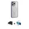 MARSİLYAN™- iPhone 15 Pro Kılıf Yankı Işık Özel Seri - Siyah 3D Antistatik Seramik Nano Ekran Koruyucu + Raze Metal Kamera Lens - LT
