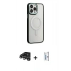 MARSİLYAN™- iPhone 15 Pro Kılıf Yankı Işık Özel Seri - Siyah Bilvis 0.18mm Plus Cam Ekran Koruyucu + Raze Metal Kamera Lens - GS