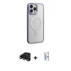 MARSİLYAN™- iPhone 15 Pro Kılıf Yankı Işık Özel Seri - Siyah Bilvis 0.18mm Plus Cam Ekran Koruyucu + Raze Metal Kamera Lens - SH