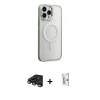 MARSİLYAN™- iPhone 15 Pro Kılıf Yankı Işık Özel Seri - Siyah Bilvis 0.18mm Plus Cam Ekran Koruyucu + Raze Metal Kamera Lens - TMGI