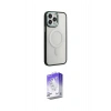 MARSİLYAN™- iPhone 15 Pro Kılıf Yankı Işık Özel Seri - Siyah Bilvis 5in1 3D Magic Cam Ekran Koruyucu