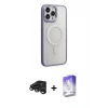 MARSİLYAN™- iPhone 15 Pro Kılıf Yankı Işık Özel Seri - Siyah Bilvis 5in1 3D Magic Cam Ekran Koruyucu + Raze Metal Kamera Lens - TMGI