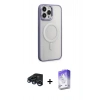 MARSİLYAN™- iPhone 15 Pro Kılıf Yankı Işık Özel Seri - Siyah Bilvis 5in1 3D Magic Cam Ekran Koruyucu + Raze Metal Kamera Lens - LT