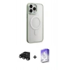 MARSİLYAN™- iPhone 15 Pro Kılıf Yankı Işık Özel Seri - Siyah Bilvis 5in1 3D Magic Cam Ekran Koruyucu + Raze Metal Kamera Lens - SH