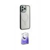 MARSİLYAN™- iPhone 15 Pro Kılıf Yankı Işık Özel Seri - Siyah Bilvis 5in1 5D Magic Hayalet Cam Ekran Koruyucu