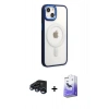 MARSİLYAN™- iPhone 15 Pro Kılıf Yankı Işık Özel Seri - Siyah Bilvis 5in1 5D Magic Hayalet Cam Ekran Koruyucu + Lacivert Raze Metal Kamera Lens