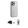 MARSİLYAN™- iPhone 15 Pro Kılıf Yankı Işık Özel Seri - Siyah Bilvis Hayalet Cam Ekran Koruyucu + Raze Metal Kamera Lens - SH
